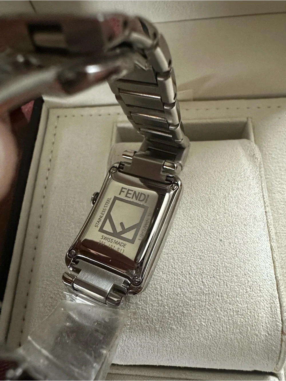 Fendi Silver White Rectangular Bracelet Watch